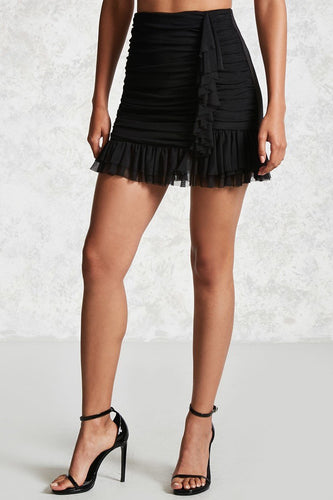 Contemporary Mesh Ruffle Skirt